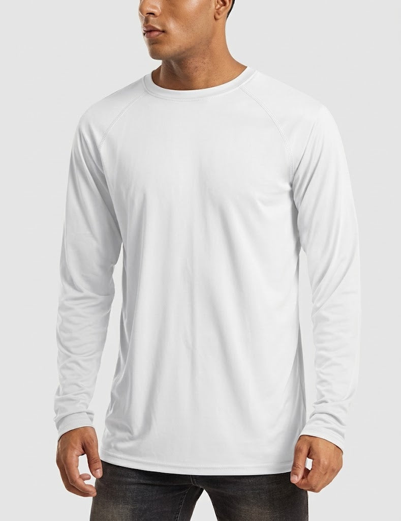 Wellshot Herren UPF 50+ Langarmshirts Schnelltrocknend Leichtgewichtig Sommer Sportbekleidung Tops zum Schwimmen Workout Rashguard Sportlicher Rundhalsausschnitt